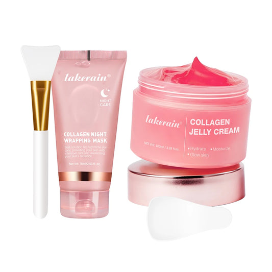 Crema de gelatina de colágeno, mascarilla Facial nocturna de colágeno hidrolizado, mascarilla exfoliante, hidratante, reafirmante, cuidado de la piel